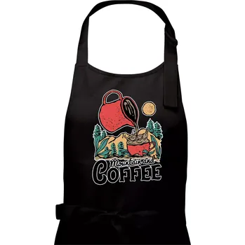 Kuchyňská zástěra Mountain and Coffee - Pánská zástěra na vaření - Univerzální velikost ( Černá )