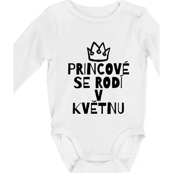 Princové se rodí v květnu - Body kojenecké s dlouhým rukávem - Dlouhý r. do 3 měs ( Bílá )