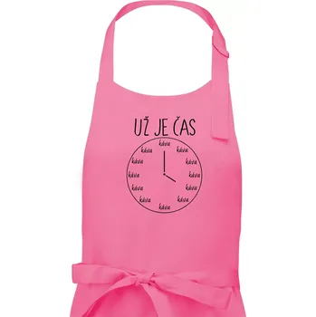 Kuchyňská zástěra Už je čas - káva - Pánská zástěra na vaření - Univerzální velikost ( Růžová )