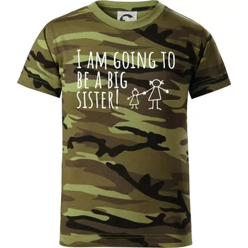 I am going to be a big sister! - Dětské maskáčové triko - 146 cm/10 let ( Zelený maskáč )