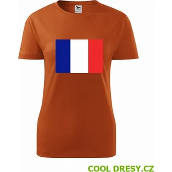 Dámské tričko Dámské tričko s francouzskou vlajkou - Barva: oranžová, Velikost L