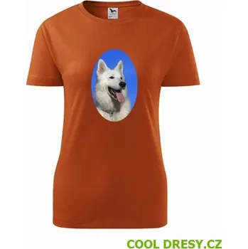 Dámské tričko Dámské tričko se psem 3 - Barva: oranžová, Velikost M