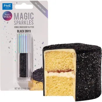 Jedlá dekorace na dort PME JEDLÉ TŘPYTIVÉ VLOČKY - černé BLACK ONYX 3g