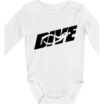 Freediving - Dive - Body kojenecké s dlouhým rukávem - Dlouhý r. 6-12 měs ( Bílá )