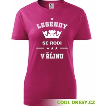 Dámské tričko Dámské tričko Legendy se rodí v říjnu - Barva: purpurová, Velikost L
