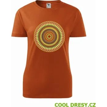 Dámské tričko s mandalou 12 - Barva: oranžová, Velikost S