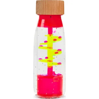 Hračka pro nejmenší Petit Boum - Senzorická pohyblivá láhev se spirálou Růžová