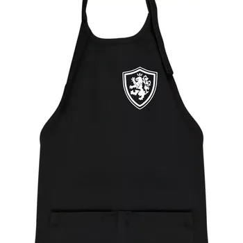 Kuchyňská zástěra Český lev erb na prsu a na zádech - Dětská zástěra na vaření - Univerzální velikost ( Černá )
