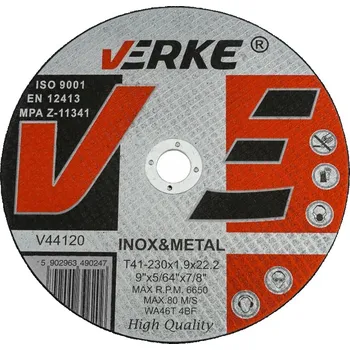 Řezný kotouč Řezný kotouč na ocel 230x1,9x22,2mm, Verke V44120