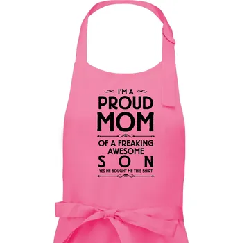 Kuchyňská zástěra Proud mom SON - Dámská zástěra na vaření - Univerzální velikost ( Růžová )