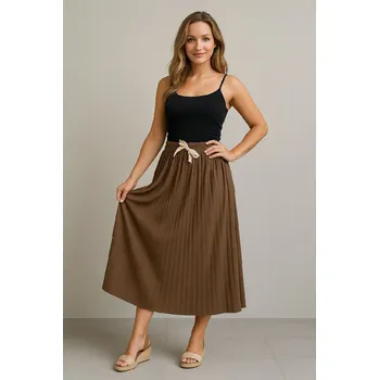 Dámská sukně Dlouhá sukně plisovaná Hnědá