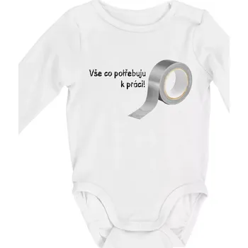 Vse co potřebuju k práci - Lepící páska - Body kojenecké s dlouhým rukávem - Dlouhý r. do 3 měs ( Bílá )