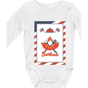 USA BBQ POSTER - Body kojenecké s dlouhým rukávem - Dlouhý r. do 3 měs ( Bílá )