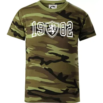 Narozeninový motiv - znak - 1982 - Dětské maskáčové triko - 104-110cm / 3-4 roky ( Zelený maskáč )