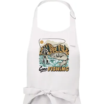 Kuchyňská zástěra Gone Fishing - Dámská zástěra na vaření - Univerzální velikost ( Bílá )