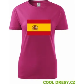 Dámské oblečení Dámské tričko se španělskou vlajkou - Barva: purpurová, Velikost L