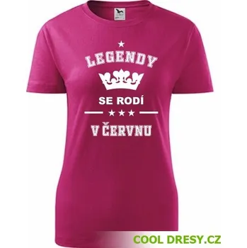 Dámské tričko Dámské tričko Legendy se rodí v červnu - Barva: purpurová, Velikost XL