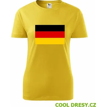 Dámské tričko Dámské tričko s německou vlajkou - Barva: žlutá, Velikost L