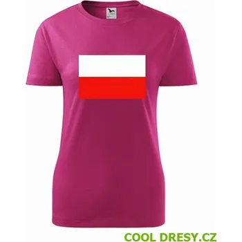 Dámské oblečení Dámské tričko s polskou vlajkou - Barva: purpurová, Velikost S