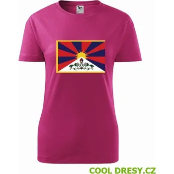 Dámské oblečení Dámské tričko s tibetskou vlajkou - Barva: purpurová, Velikost L