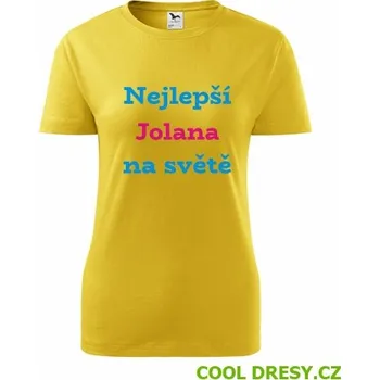 Dámské tričko nejlepší Jolana na světě - Barva: žlutá, Velikost S