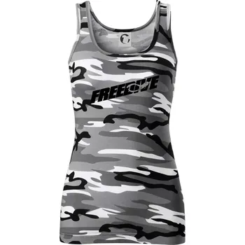 Dámské tričko Freedive - nápis s potápěčem - Dámské Maskáčové tílko - M ( Šedý maskáč )