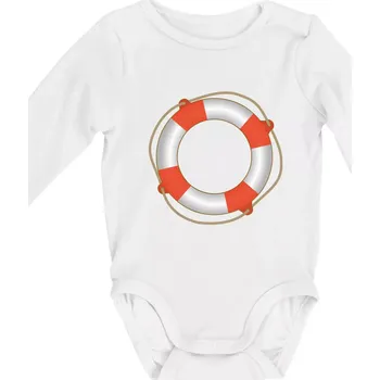 Kojenecký body Záchranný kruh - Body kojenecké s dlouhým rukávem - Dlouhý r. do 3 měs ( Bílá )