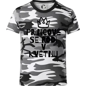 Chlapecké oblečení Princové se rodí v květnu - Dětské maskáčové triko - 104-110cm / 3-4 roky ( Šedý maskáč )