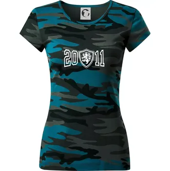 Dámské tričko Narozeninový motiv - znak - 2011 - Dámské maskáčové triko - S ( Petrolejová maskáč )