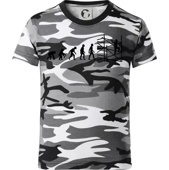 Evoluce lešení - Dětské maskáčové triko - 146 cm/10 let ( Šedý maskáč )