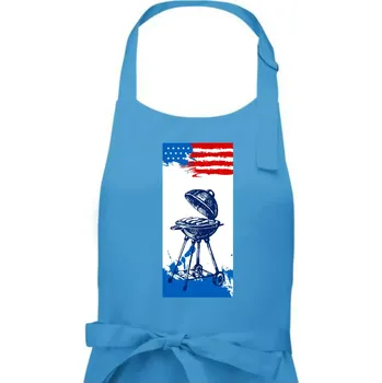 Kuchyňská zástěra USA BBQ draw grill - Dámská zástěra na vaření - Univerzální velikost ( Světlý tyrkys )