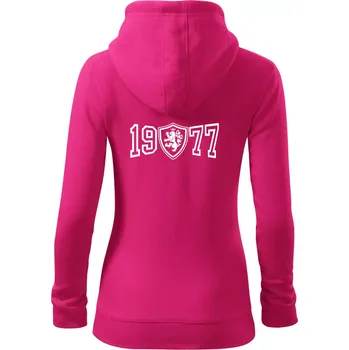Dámská mikina Narozeninový motiv - znak - 1977 - Dámská mikina trendy zipper s kapucí - L ( Purpurová )