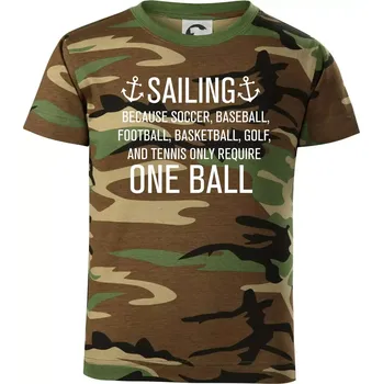 Sailing beacause one ball - Dětské maskáčové triko - 134 cm/8 let ( Hnědý maskáč )