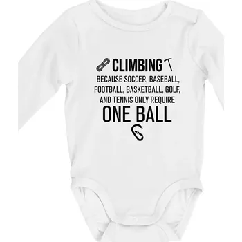 Climbing beacause one ball - Body kojenecké s dlouhým rukávem - Dlouhý r. 3-6 měs ( Bílá )