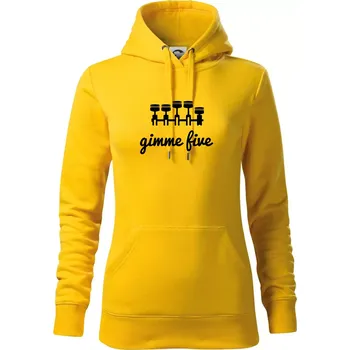 Dámská mikina Gimme five - dej mě pět - pětiválec - Mikina dámská Cape s kapucí - XS ( Žlutá )