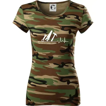 Dámské tričko Ekg řemeslník každým coulem - Dámské maskáčové triko - XS ( Hnědý maskáč )