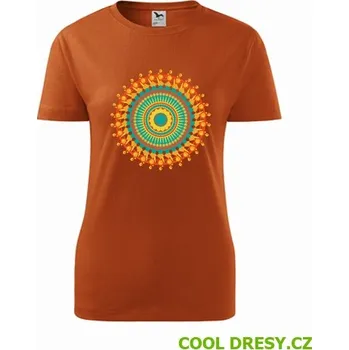 Dámské tričko Dámské tričko s mandalou 8 - Barva: oranžová, Velikost XL