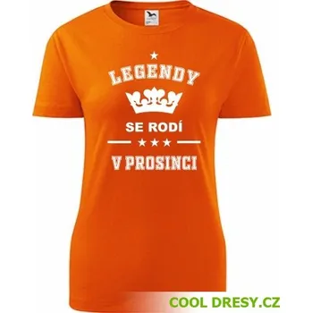 Dámské tričko Legendy se rodí v prosinci - Barva: oranžová, Velikost L