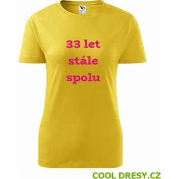 Dámské tričko 33 let stále spolu - Barva: žlutá, Velikost XL