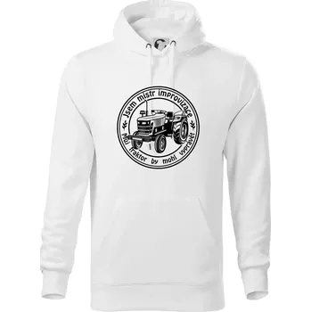 Pánská mikina Mistr improvizace starý traktor - Mikina pánská Cape s kapucí - 5XL ( Bílá )
