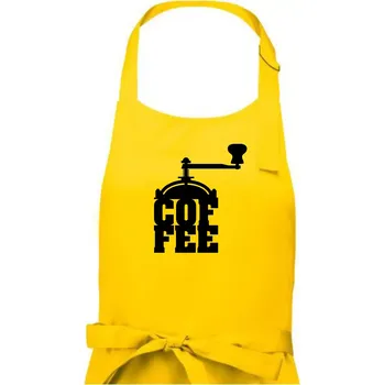 Kuchyňská zástěra Coffee mlýnek - Dámská zástěra na vaření - Univerzální velikost ( Žlutá )