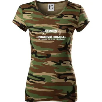 Dámské tričko Prémiový pracovní kolega - Dámské maskáčové triko - XS ( Hnědý maskáč )