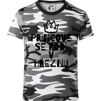 Chlapecké tričko Princové se rodí v březnu - Dětské maskáčové triko - 146 cm/10 let ( Šedý maskáč )