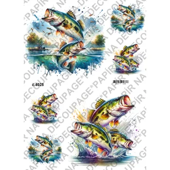 Umělecký papír Rýžový a soft papír na decoupage - Ryby - KB04028 Materiál: Rýžový papír, Rozměr: A4