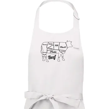 Kuchyňská zástěra Kráva nákres rozřezání Anglicky - Dámská zástěra na vaření - Univerzální velikost ( Bílá )