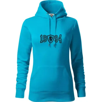 Dámská mikina Narozeninový motiv - znak - 1994 - Mikina dámská Cape s kapucí - 2XL ( Světlý tyrkys )
