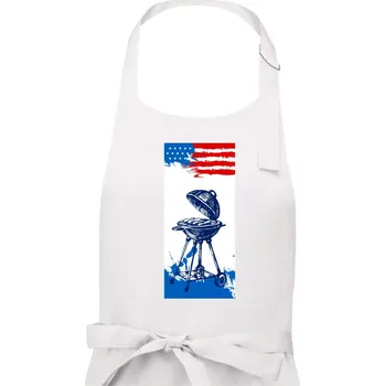 Kuchyňská zástěra USA BBQ draw grill - Pánská zástěra na vaření - Univerzální velikost ( Bílá )
