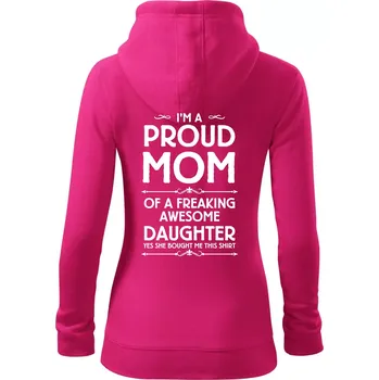 Dámská mikina Proud Mom Daughter - Dámská mikina trendy zipper s kapucí - 2XL ( Purpurová )