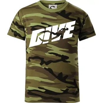 Freediving - Dive - Dětské maskáčové triko - 134 cm/8 let ( Zelený maskáč )