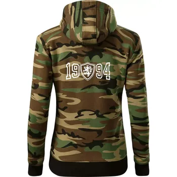 Dámská mikina Narozeninový motiv - znak - 1994 - Dámská mikina trendy zipper s kapucí - S ( Hnědý maskáč )